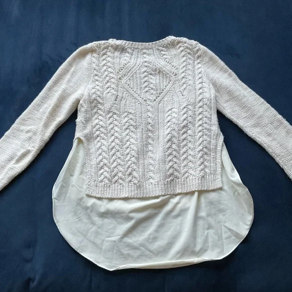 Anthropologie Moth Layered Cable Knit Ella Sweater in‎ Ivory - Picture 8 of 8